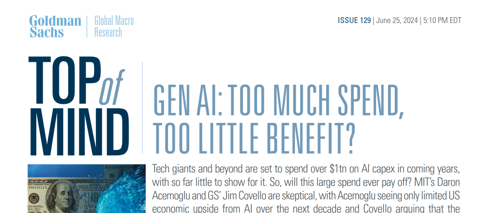 Goldman Sachs: “You probably won’t ever get the ROI from all that AI investments”